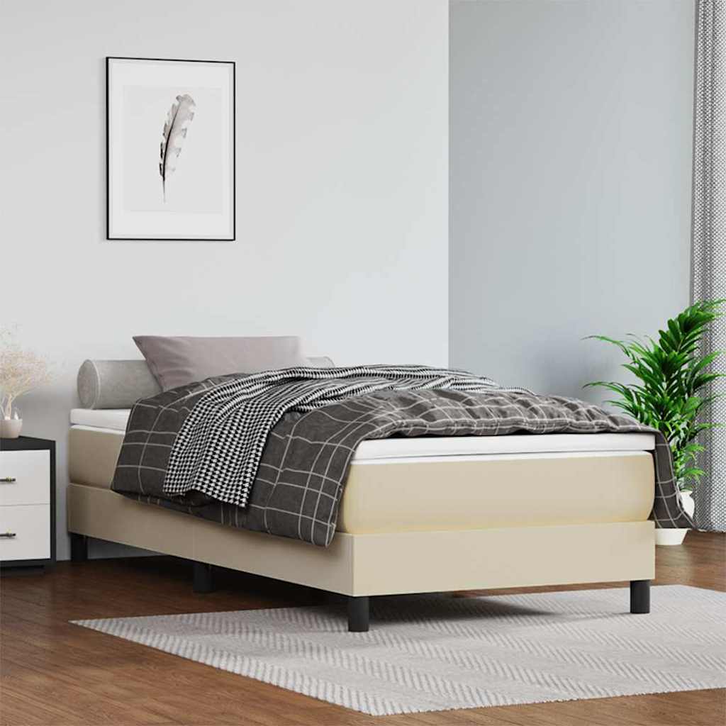 Vidaxl pocketveringmatras medium 100x200x20 cm kunstleer crèmekleurig