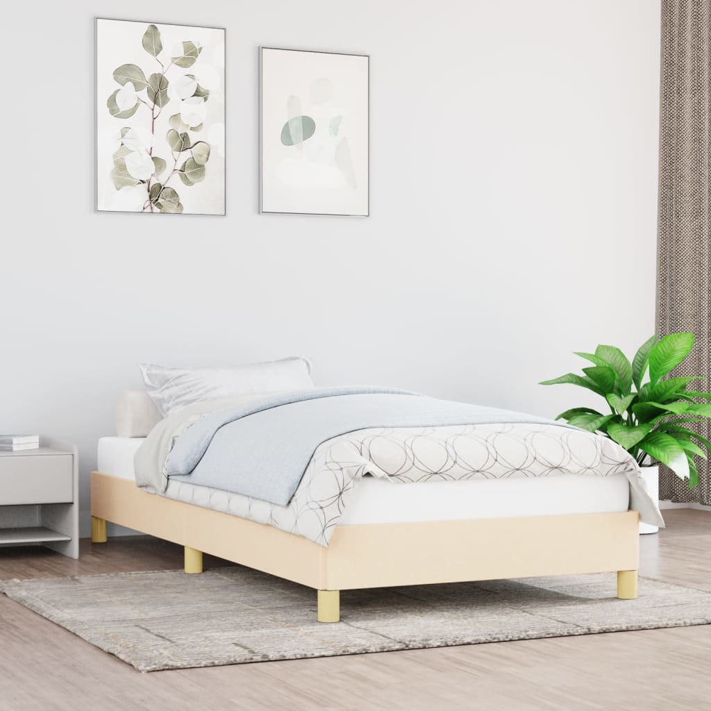 Vidaxl bedframe zonder matras 100x200 cm stof crèmekleurig