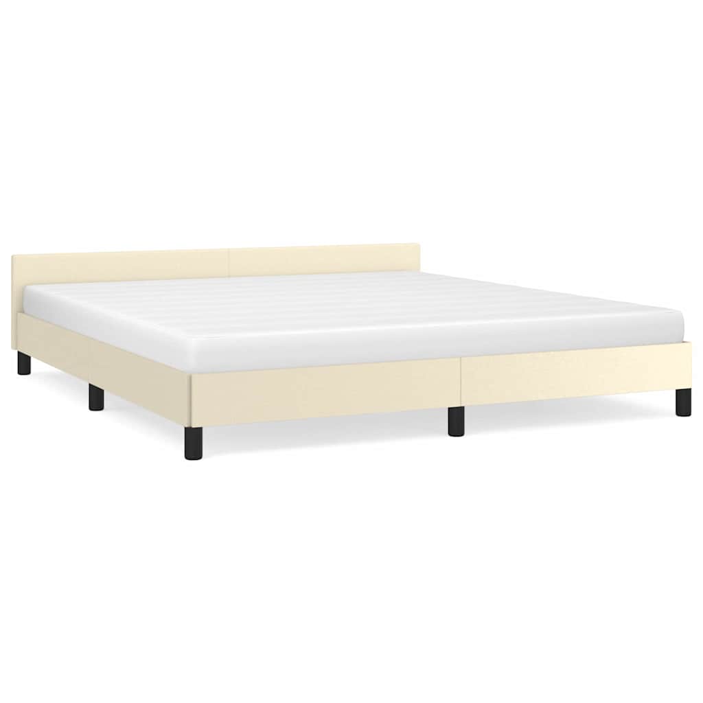 Vidaxl bedframe met hoofdeinde zonder matras 160x200 cm crèmekleurig