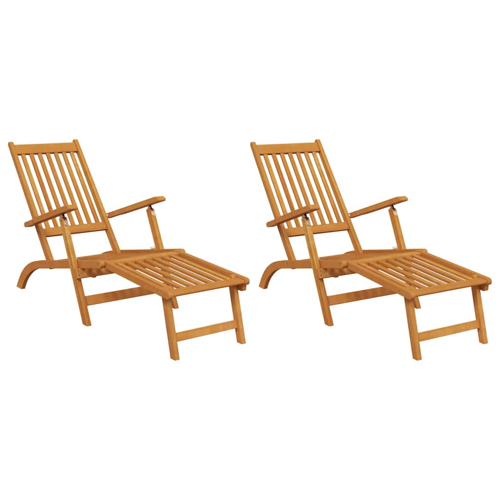 Vidaxl terrasstoelen 2 st met voetensteun massief acaciahout
