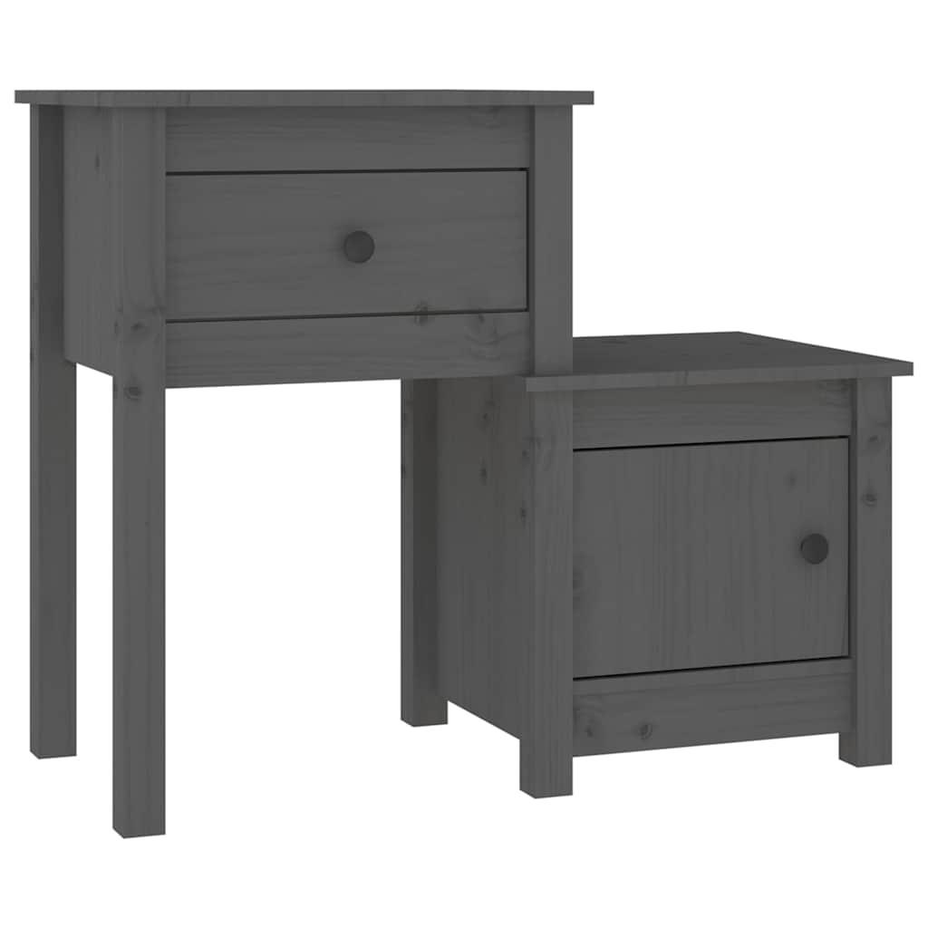 Vidaxl nachtkastje 79,5x38x65,5 cm massief grenenhout grijs