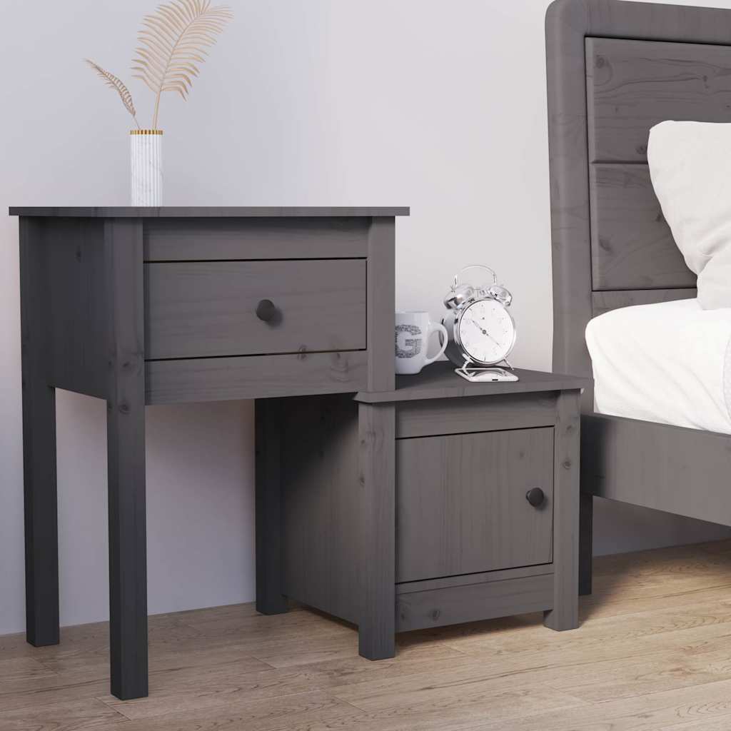 Vidaxl nachtkastje 79,5x38x65,5 cm massief grenenhout grijs