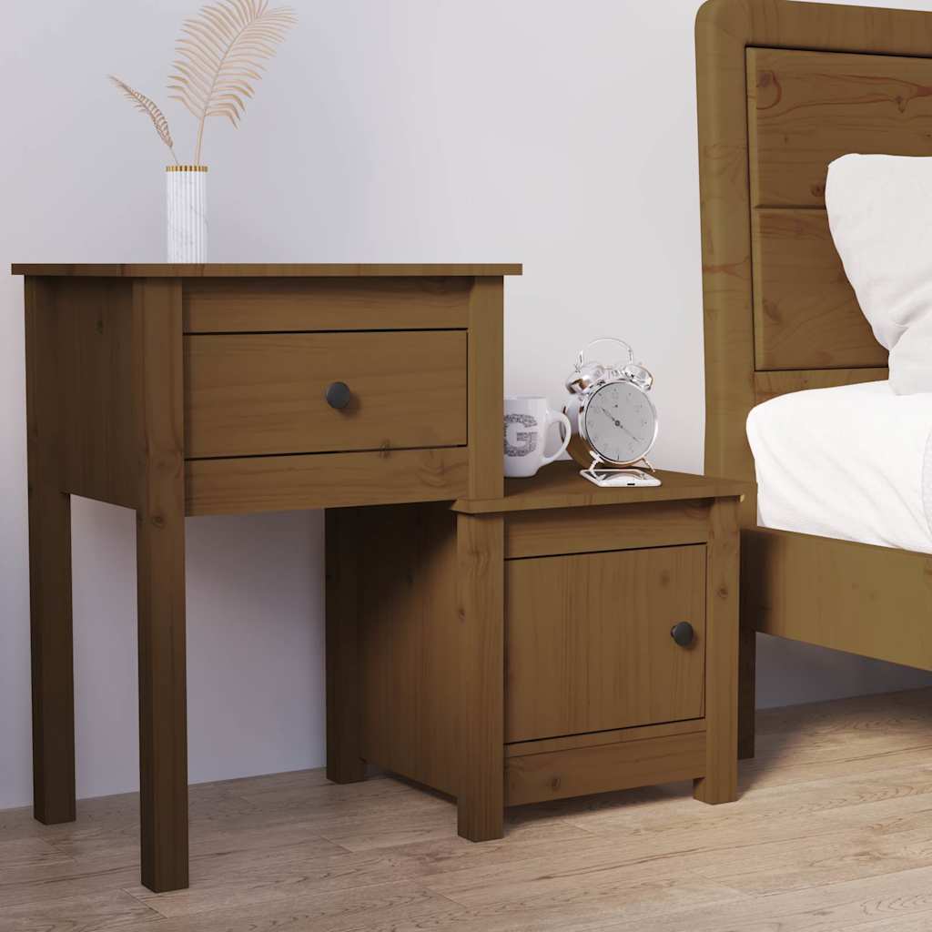 Vidaxl nachtkastje 79,5x38x65,5 cm massief grenenhout honingbruin