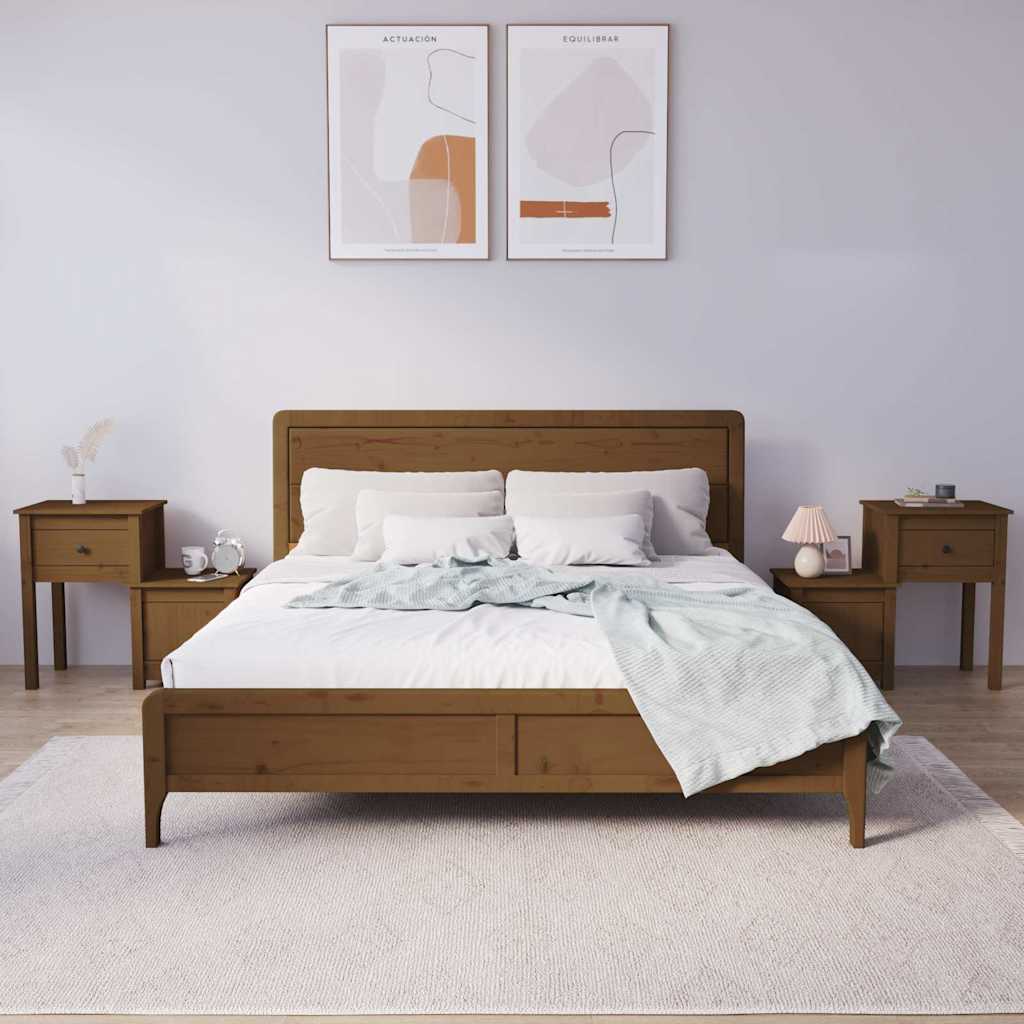 Vidaxl nachtkastjes 2 st 79,5x38x65,5 cm grenenhout honingbruin