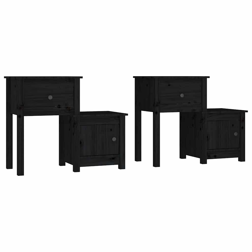 Vidaxl nachtkastjes 2 st 79,5x38x65,5 cm massief grenenhout zwart