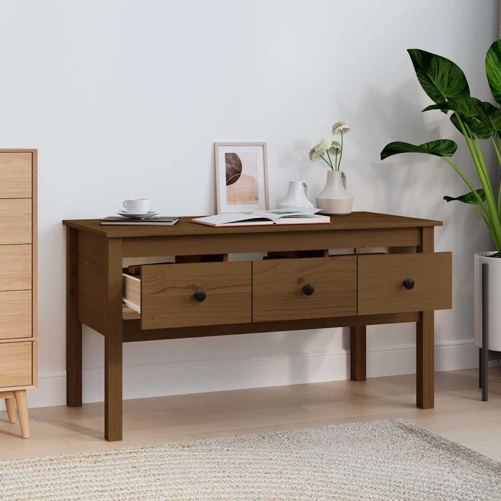 Vidaxl salontafel 102x49x55 cm massief grenenhout honingbruin