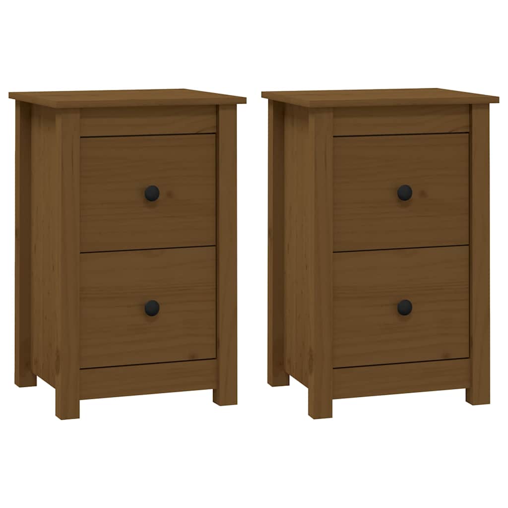 Vidaxl nachtkastjes 2 st 40x35x61,5 cm massief grenenhout honingbruin