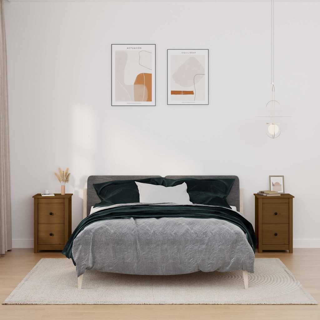 Vidaxl nachtkastjes 2 st 40x35x61,5 cm massief grenenhout honingbruin