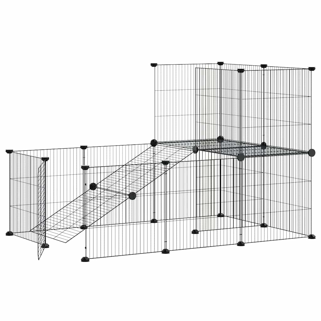 Vidaxl Haustiere Käfig mit Tür 20 Paneele 35x35 cm Stahl Schwarz