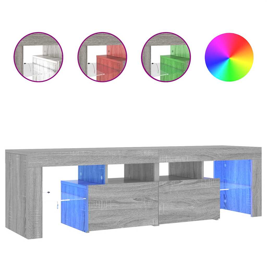 Vidaxl tv-meubel met led-verlichting 140x36,5x40 cm grijs sonoma eiken