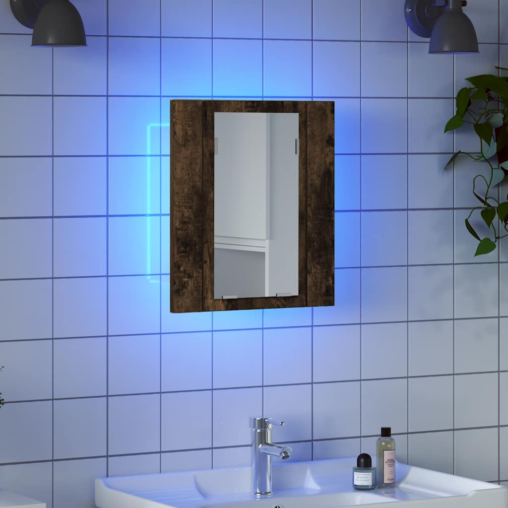 Vidaxl badkamerspiegelkast led 40x12x45 cm bewerkt hout gerookt eiken