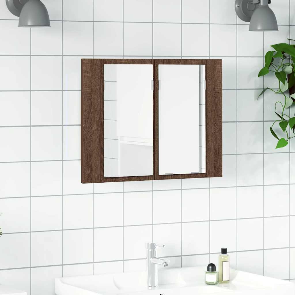 Vidaxl spiegelkast led 60x12x45 cm bewerkt hout bruin eikenkleur