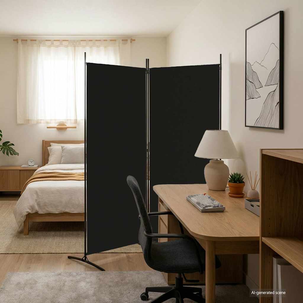 Vidaxl kamerscherm met 2 panelen 175x180 cm stof zwart