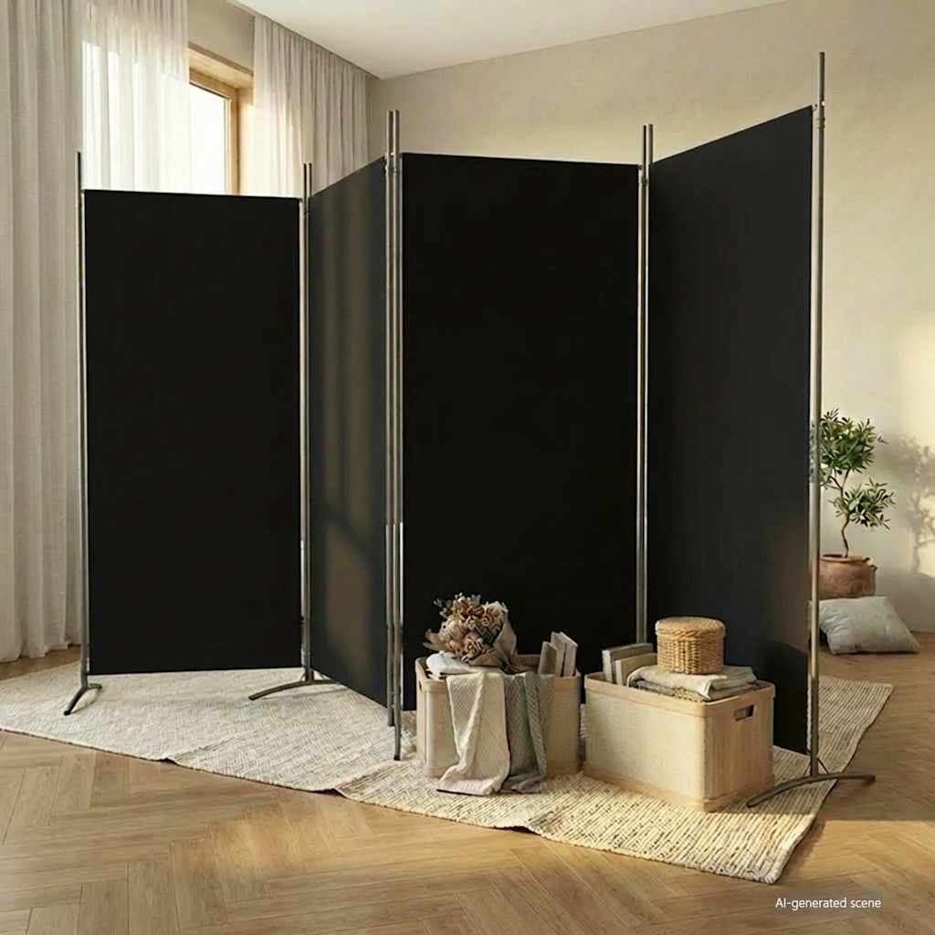Vidaxl kamerscherm met 4 panelen 346x180 cm stof zwart