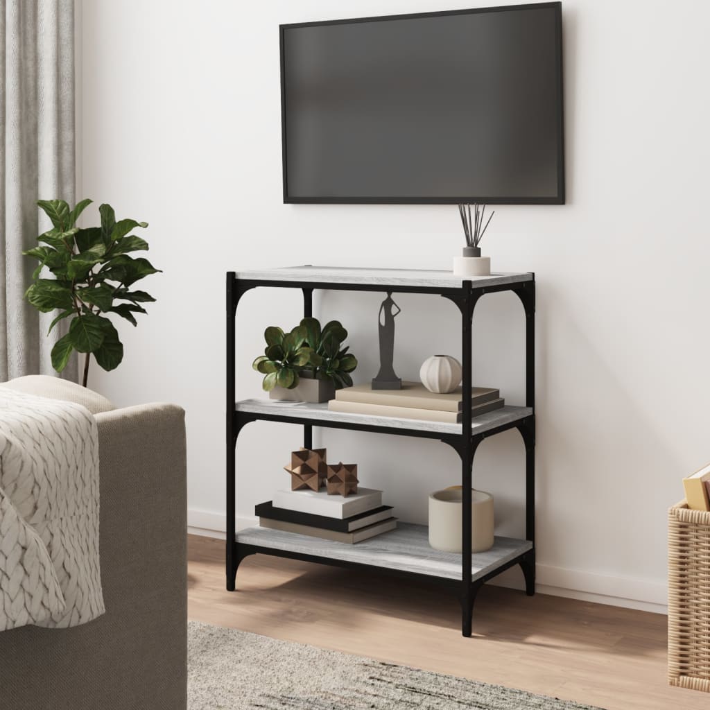 Vidaxl boekenkast 60x33x70,5 cm hout en staal grijs sonoma eikenkleur