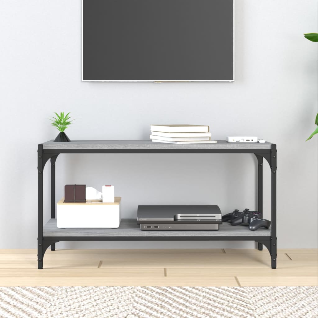 Vidaxl tv-meubel 80x33x41 cm bewerkt hout en staal grijs sonoma eiken