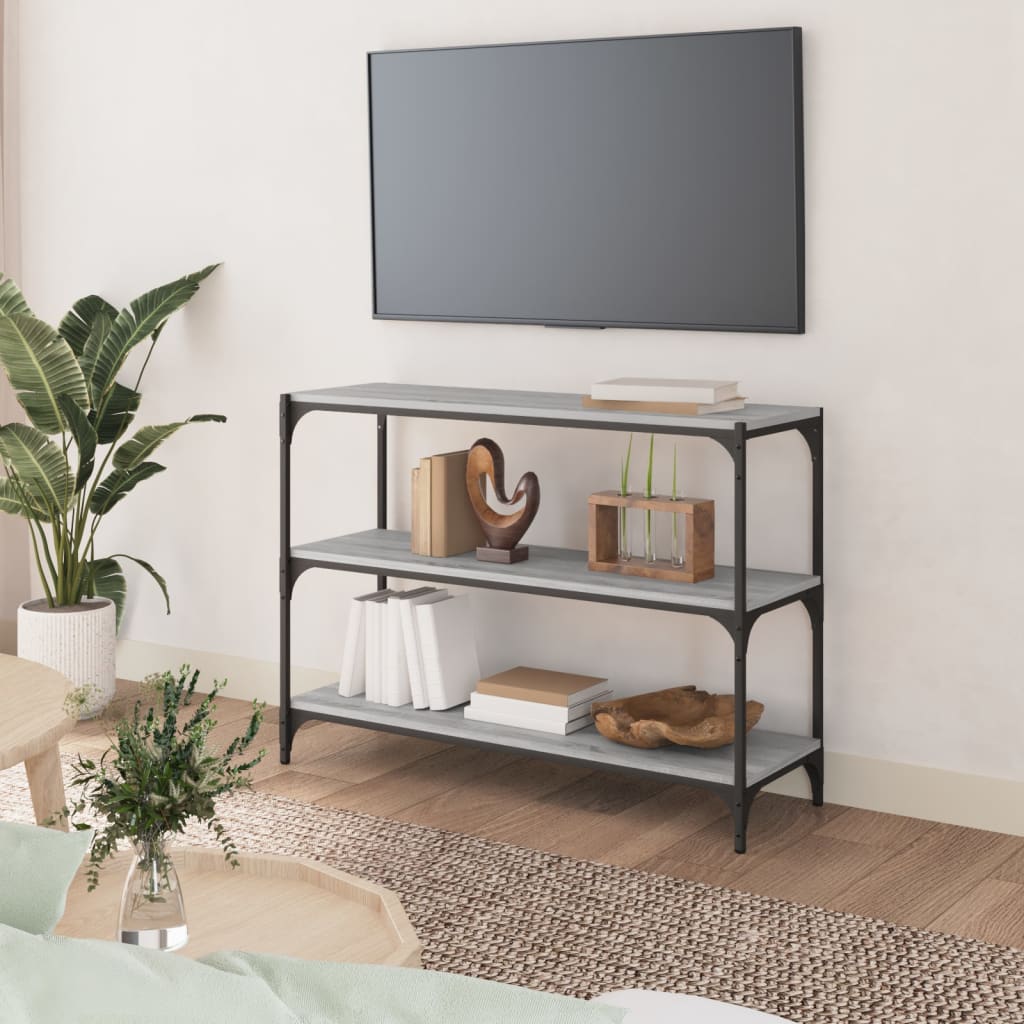 Vidaxl boekenkast 100x33x70,5 cm hout en staal grijs sonoma eikenkleur