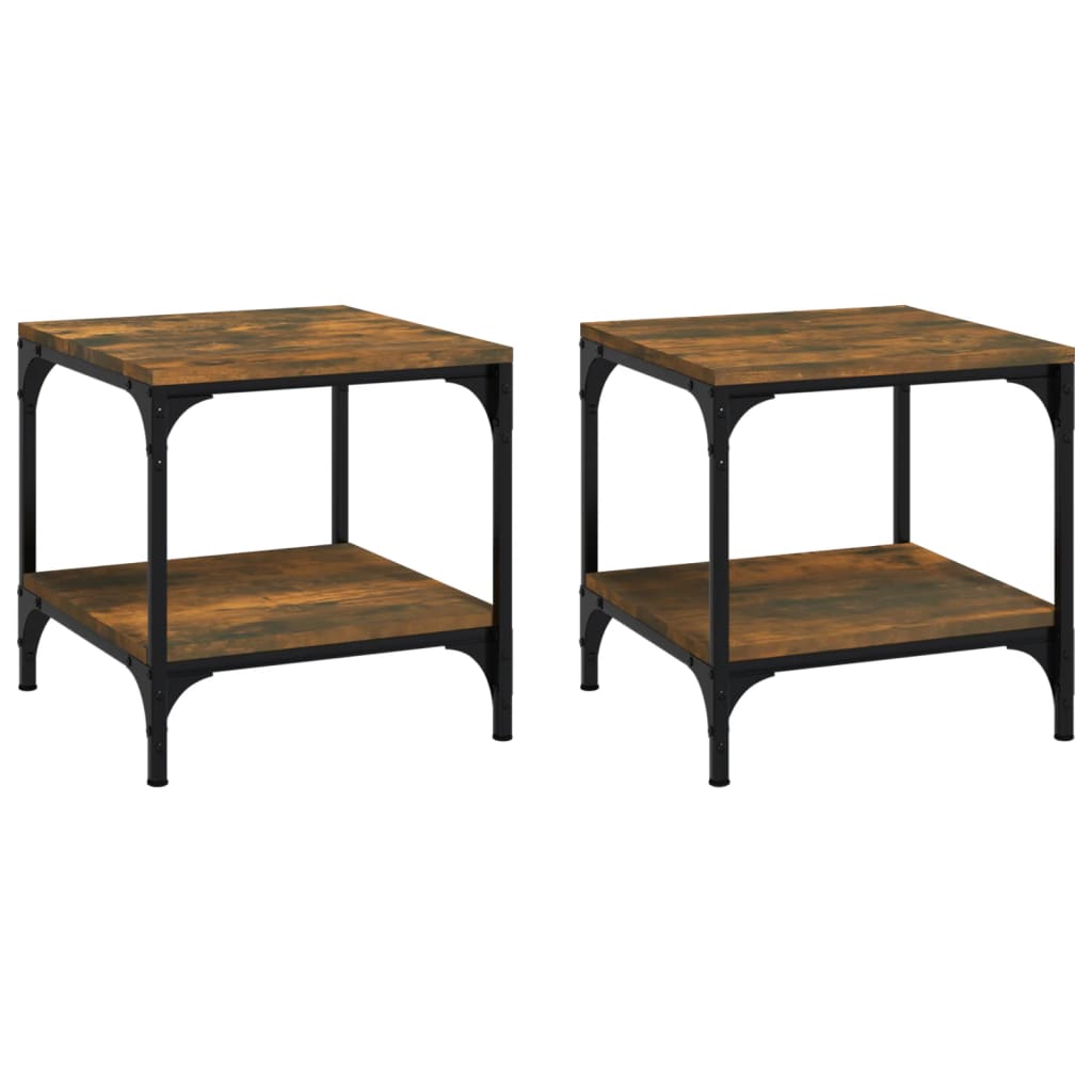 Vidaxl bijzettafels 2 st 40x40x40 cm bewerkt hout gerookt eiken