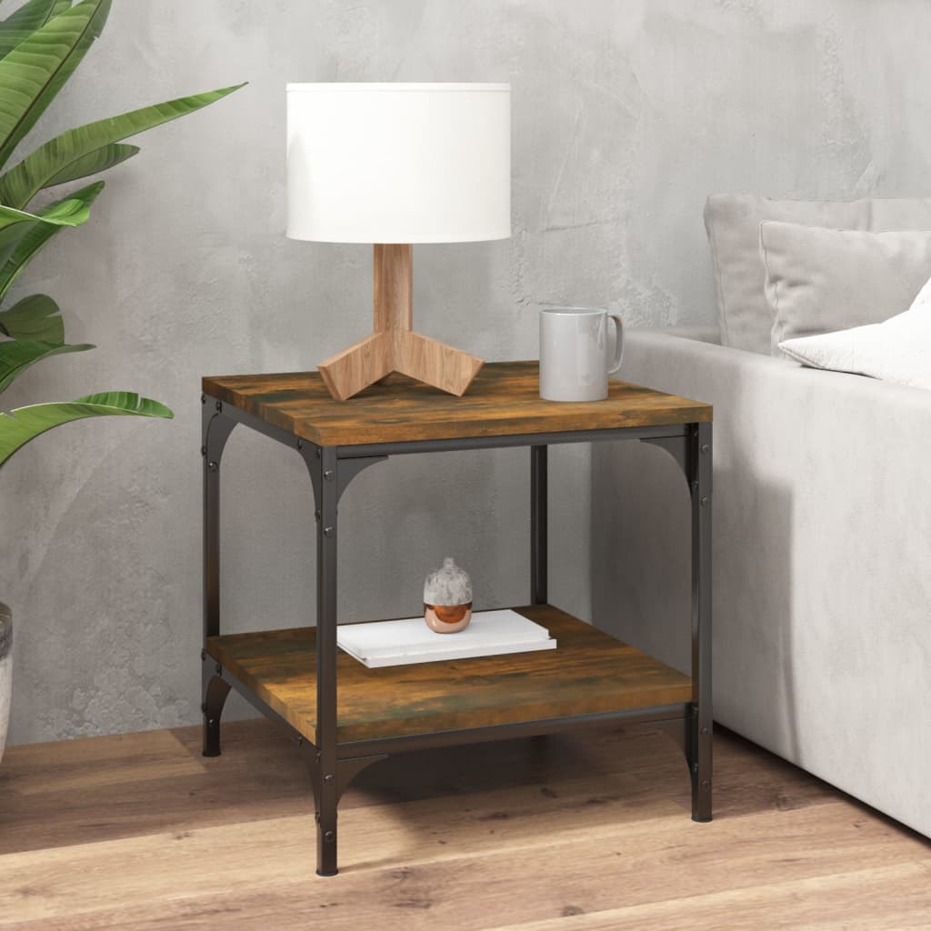 Vidaxl bijzettafels 2 st 40x40x40 cm bewerkt hout gerookt eiken