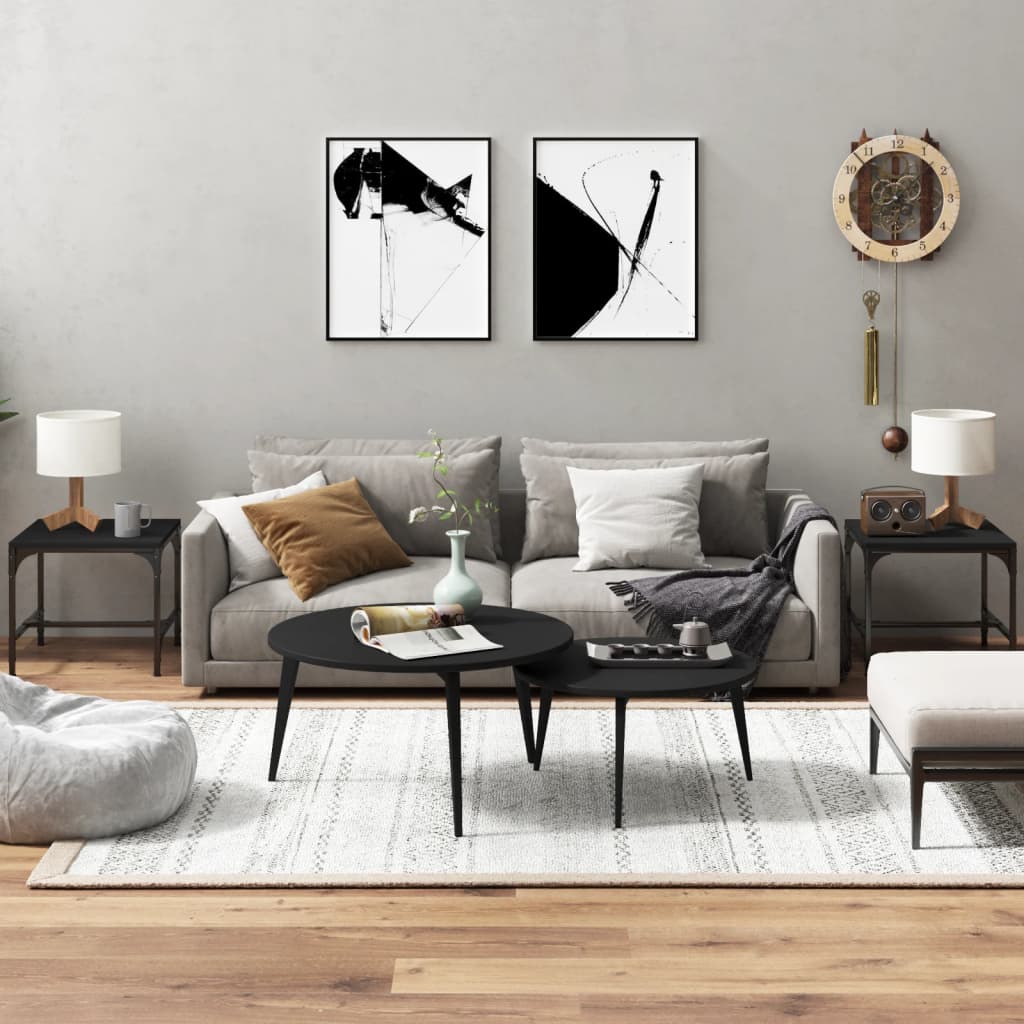 Vidaxl bijzettafels 2 st 40x40x35 cm bewerkt hout zwart