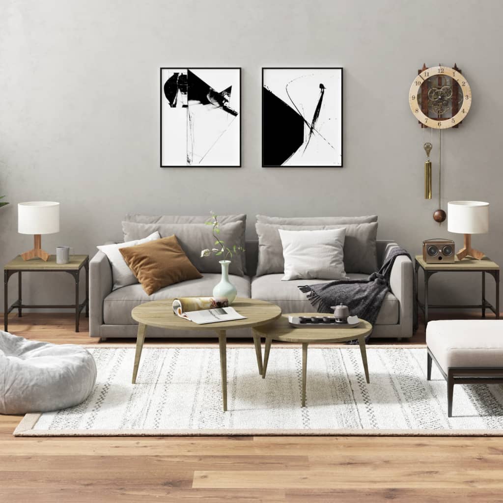Vidaxl bijzettafels 2 st 40x40x35 cm bewerkt hout sonoma eikenkleurig