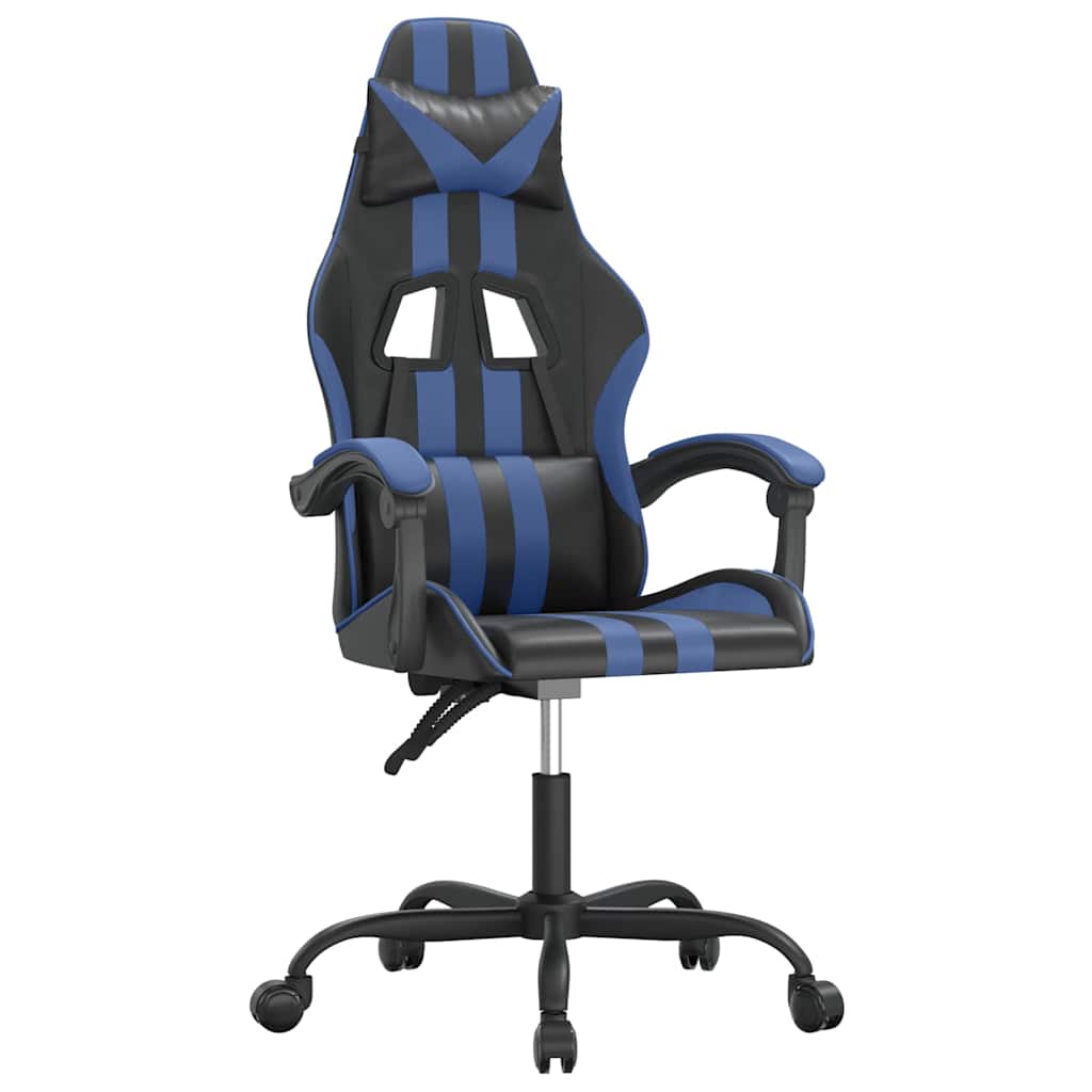 Vidaxl gamestoel draaibaar kunstleer zwart en blauw