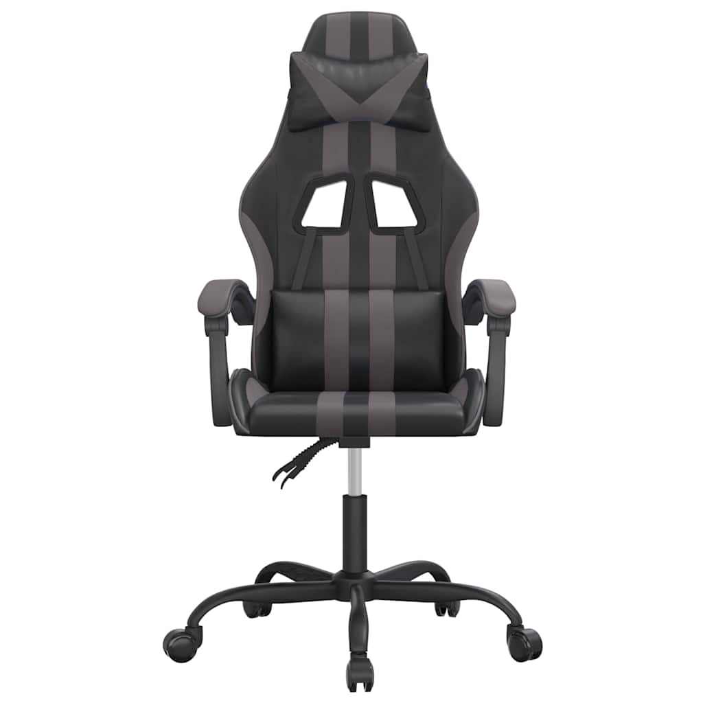 Vidaxl gamestoel draaibaar kunstleer zwart en grijs