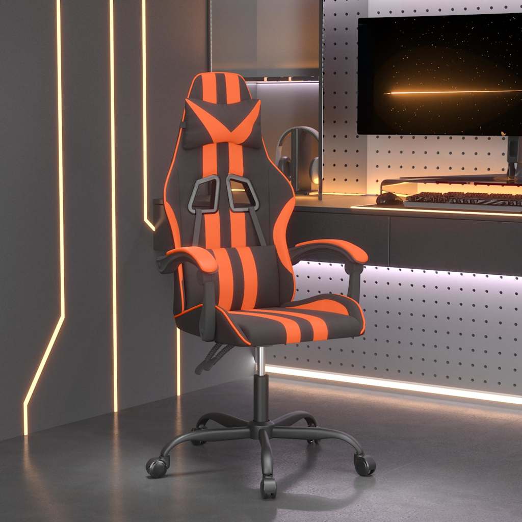Vidaxl gamestoel draaibaar kunstleer zwart en oranje