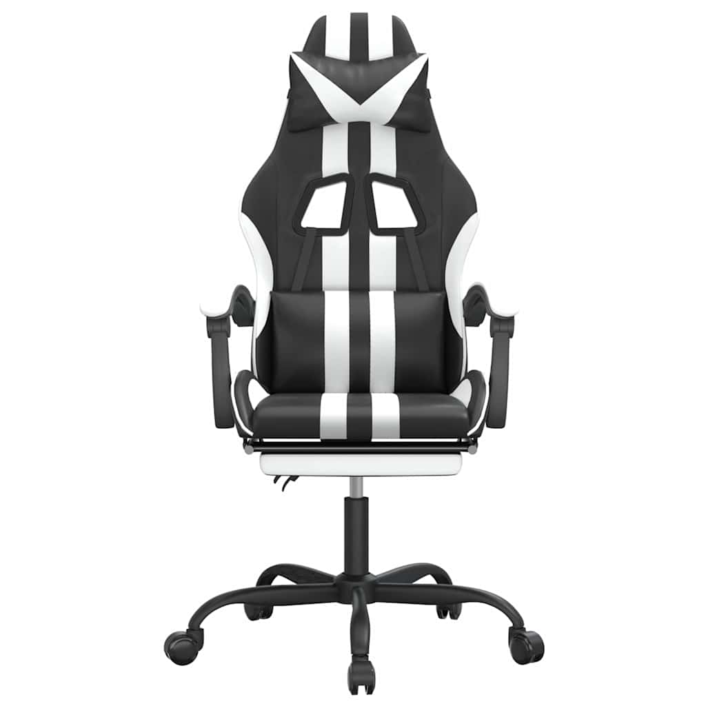 Vidaxl gamestoel draaibaar met voetensteun kunstleer zwart en wit