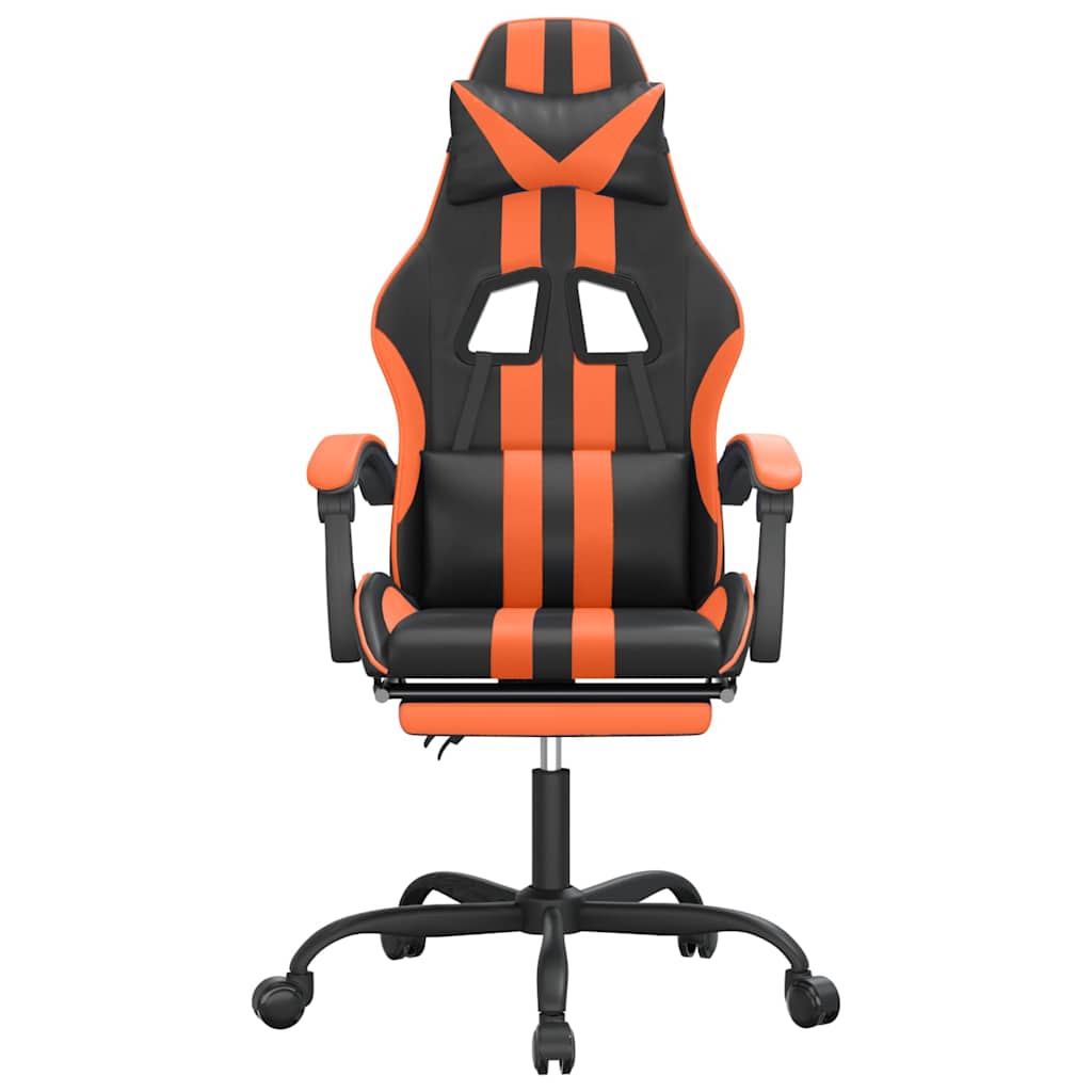 Vidaxl gamestoel draaibaar met voetensteun kunstleer zwart en oranje