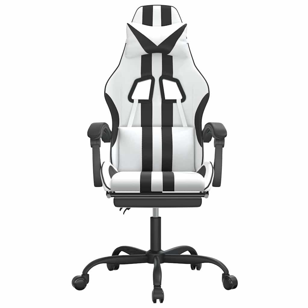 Vidaxl gamestoel draaibaar met voetensteun kunstleer zwart en wit