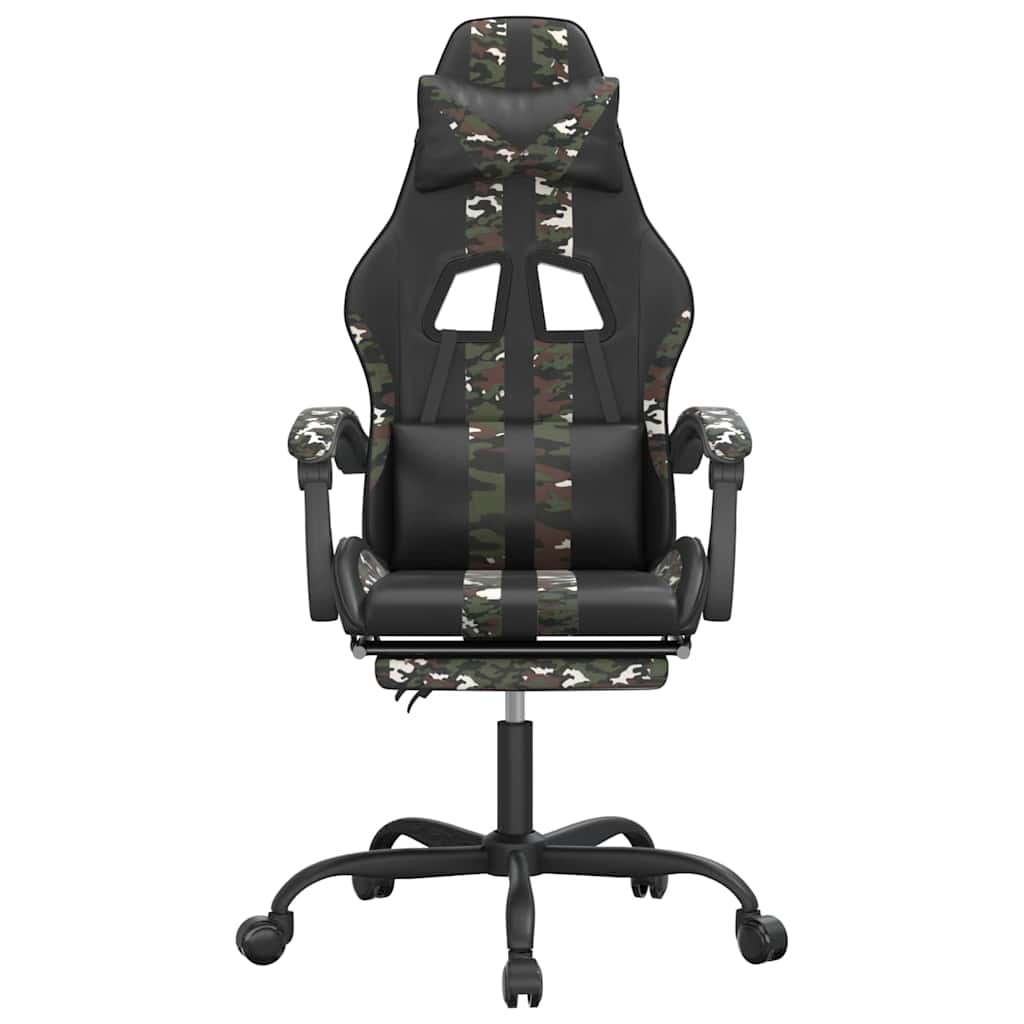 Vidaxl gamestoel draaibaar met voetensteun kunstleer zwart camouflage