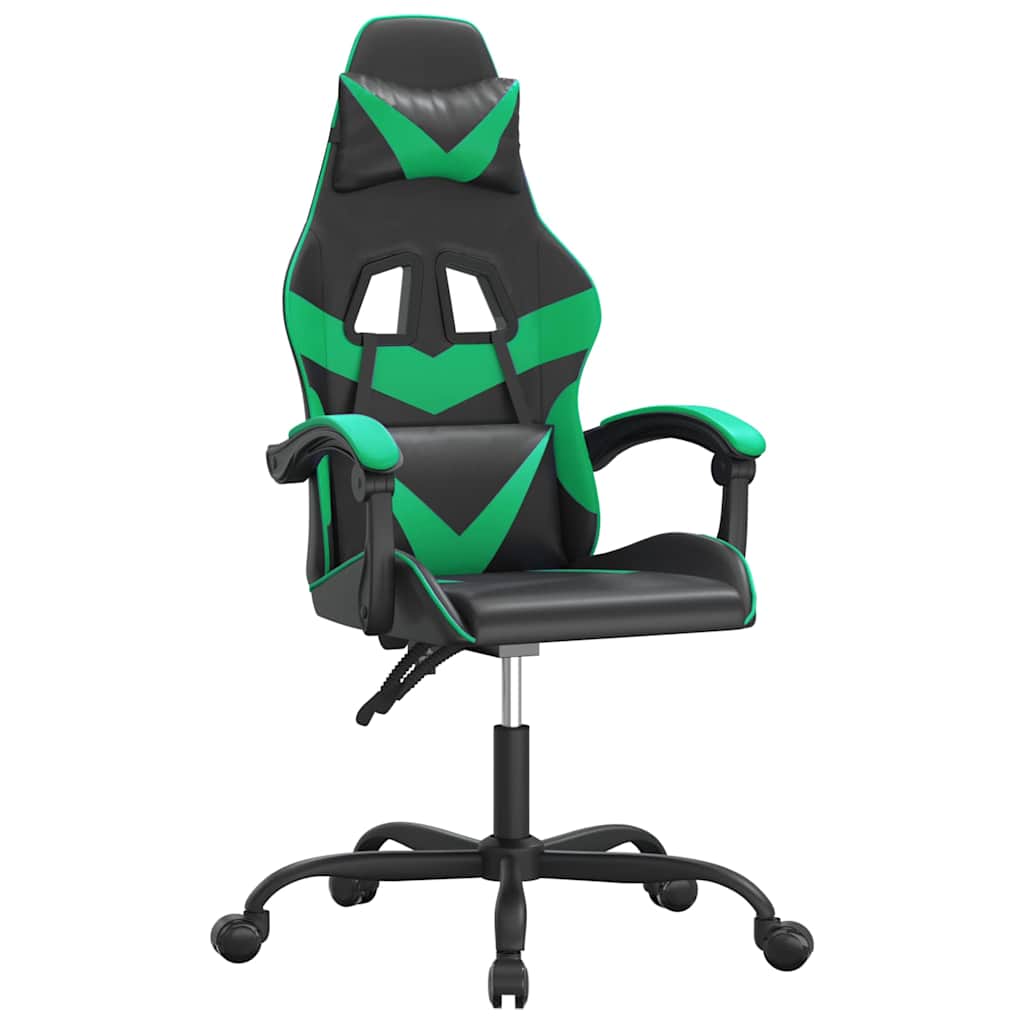 Vidaxl gamestoel draaibaar kunstleer zwart en groen