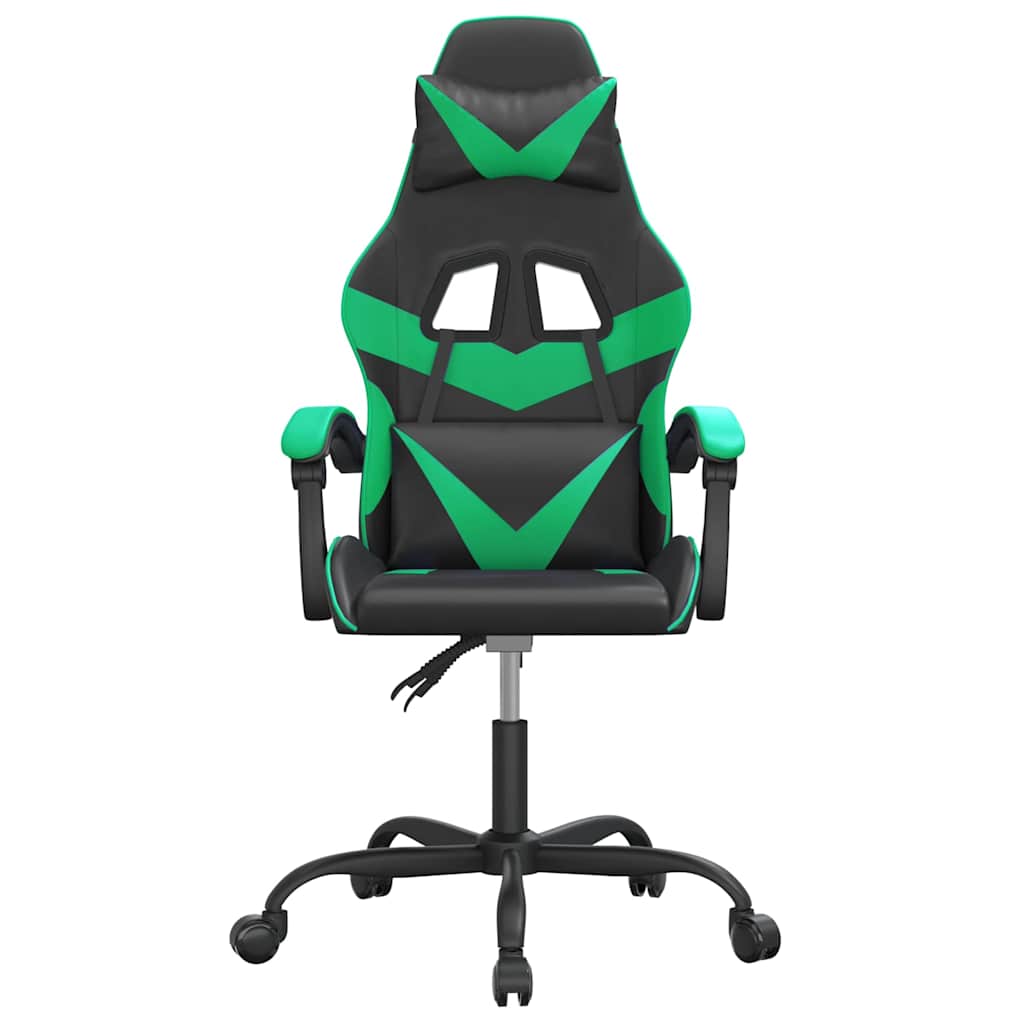 Vidaxl gamestoel draaibaar kunstleer zwart en groen