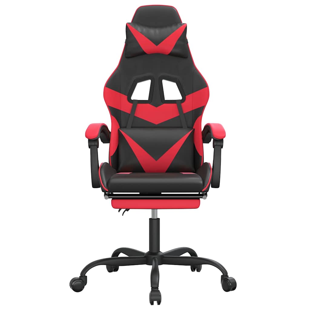 Vidaxl gamestoel draaibaar met voetensteun kunstleer zwart en rood