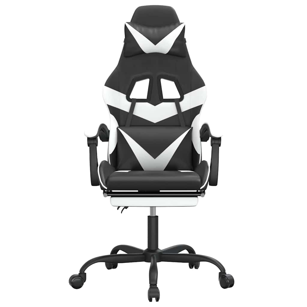 Vidaxl gamestoel draaibaar met voetensteun kunstleer zwart en wit