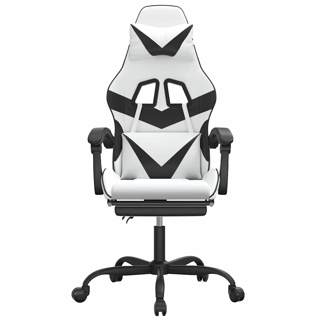 Vidaxl gamestoel draaibaar met voetensteun kunstleer zwart en wit