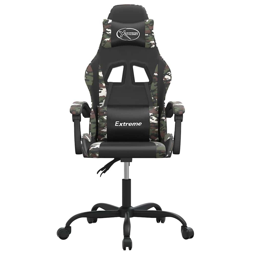 Vidaxl gamestoel draaibaar kunstleer zwart en camouflage