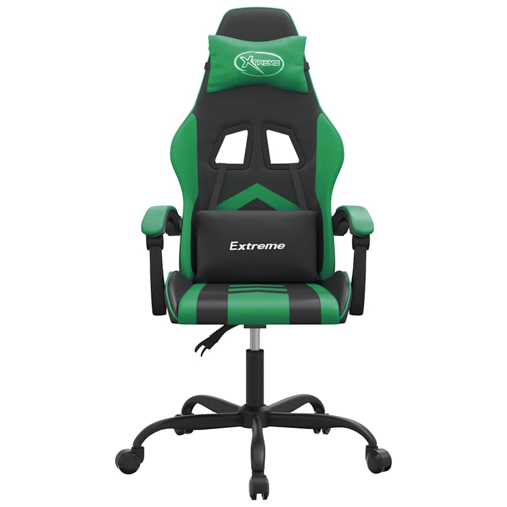 Vidaxl gamestoel draaibaar kunstleer zwart en groen