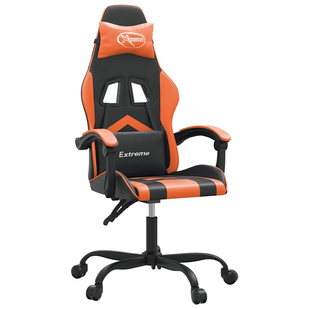Vidaxl gamestoel draaibaar kunstleer zwart en oranje