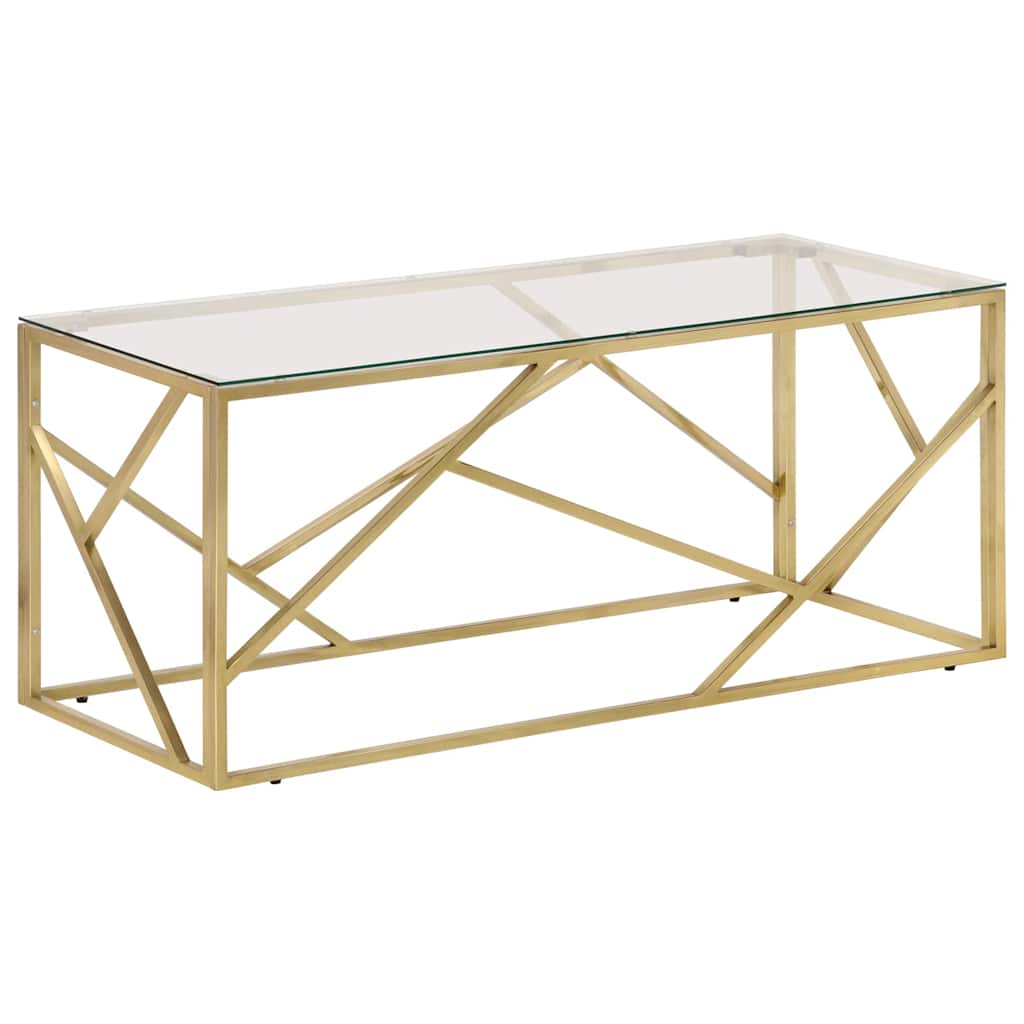 Vidaxl salontafel roestvrijstaal en gehard glas goudkleurig