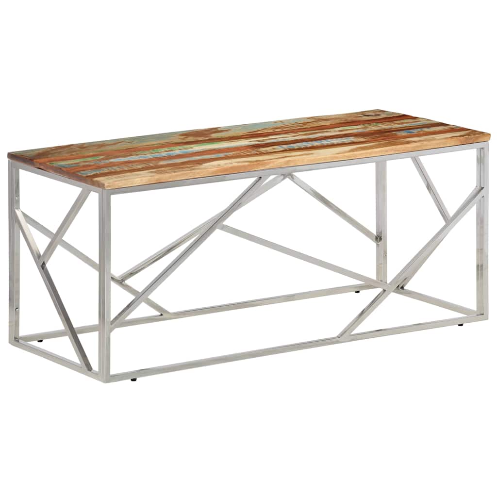 Vidaxl salontafel roestvrij staal en gerecycled hout zilverkleurig