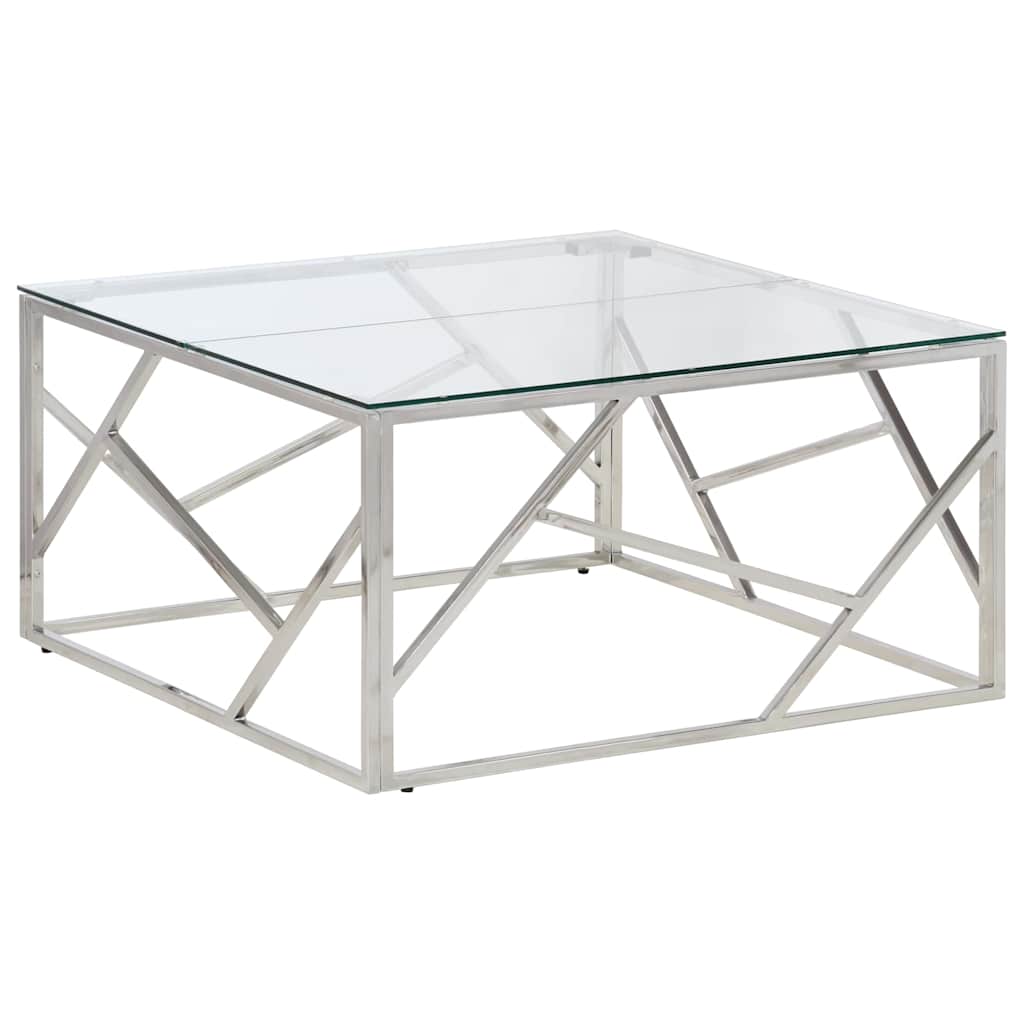 Vidaxl salontafel roestvrijstaal en gehard glas zilverkleurig