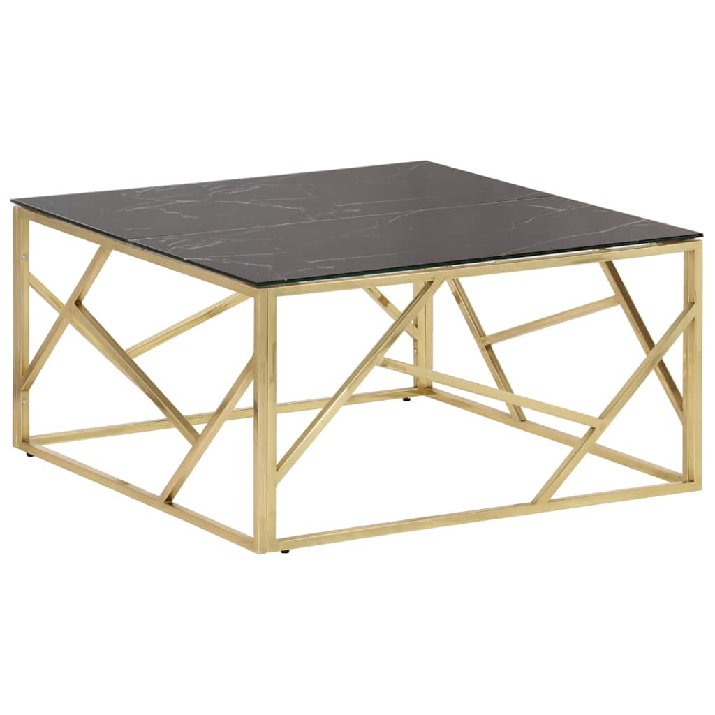 Vidaxl salontafel roestvrijstaal en gehard glas goudkleurig