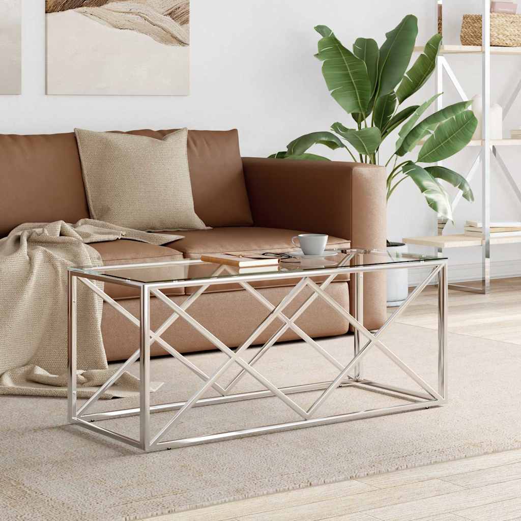 Vidaxl salontafel 110x45x45 cm roestvrij staal en glas