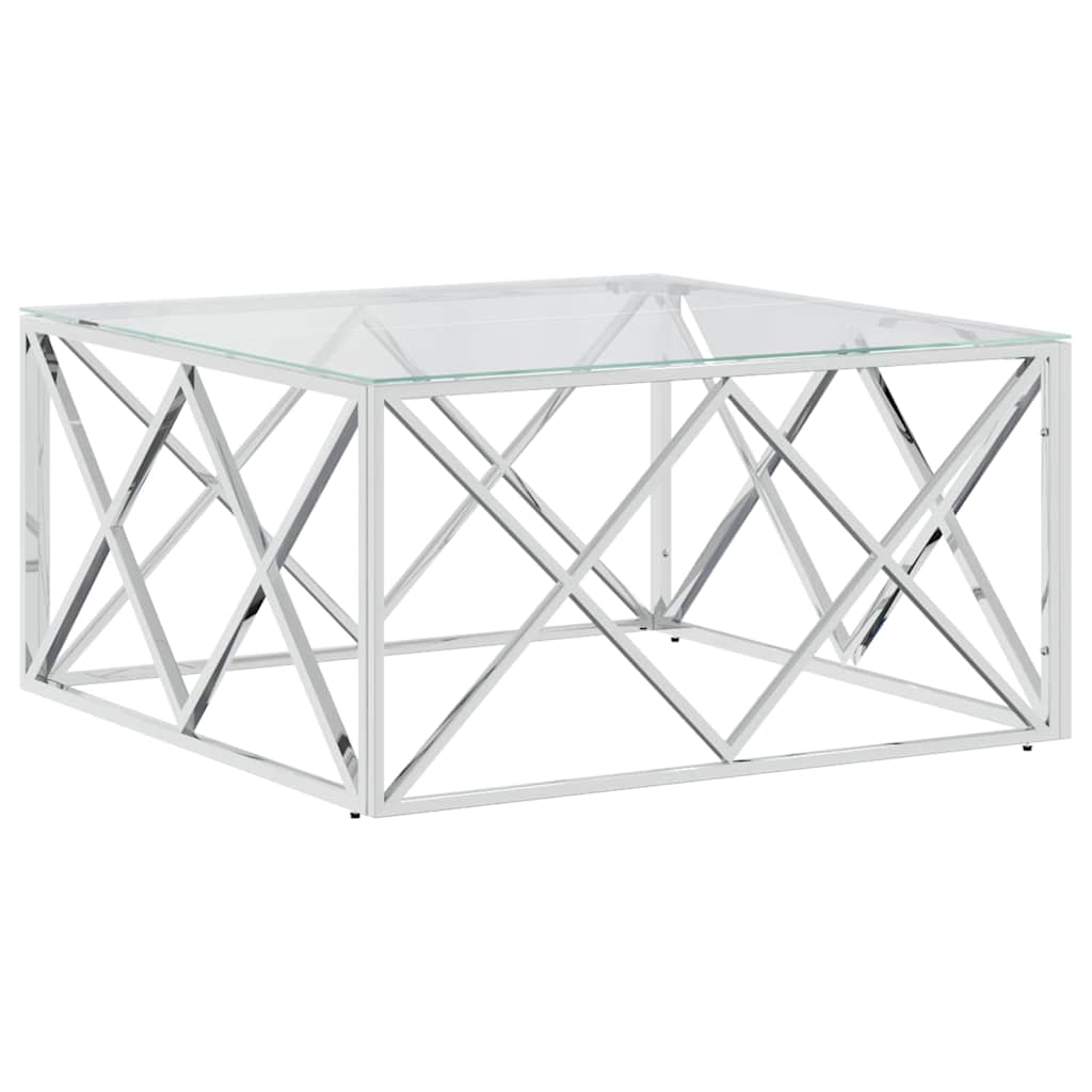 Vidaxl salontafel 80x80x40 cm roestvrij staal en glas