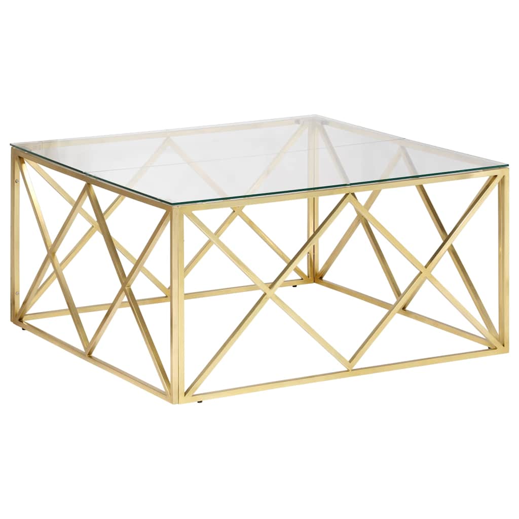 Vidaxl salontafel roestvrijstaal en gehard glas goudkleurig