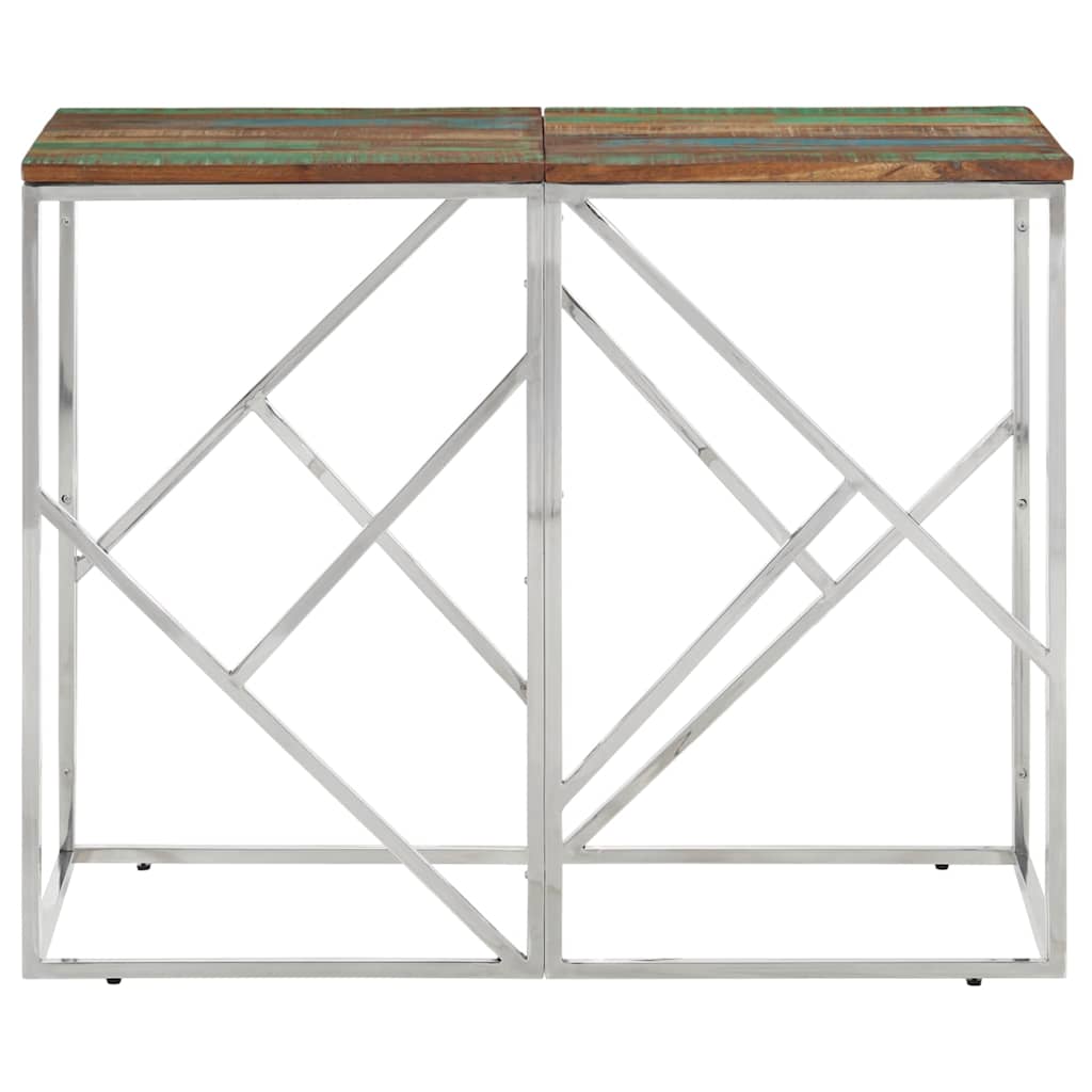 Vidaxl wandtafel roestvrij staal en massief gerecycled hout zilver