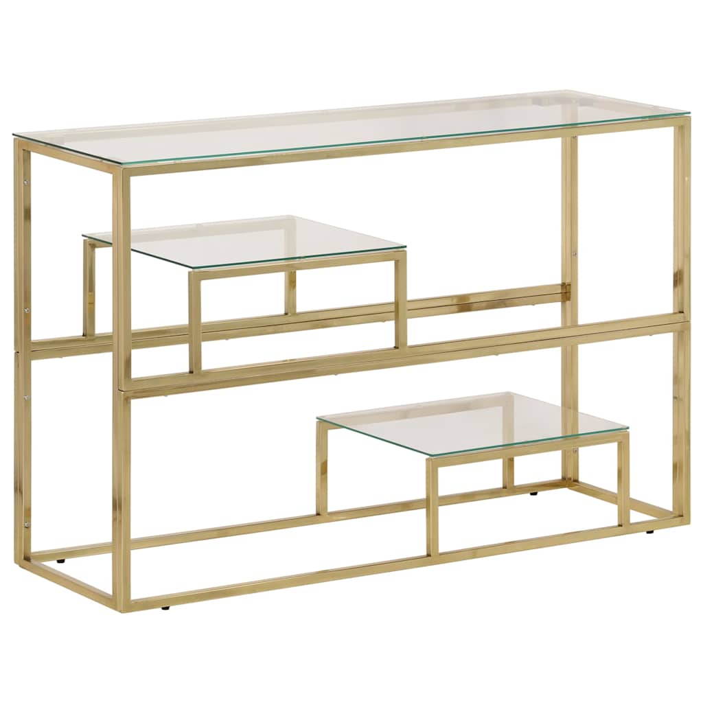 Vidaxl wandtafel roestvrijstaal en gehard glas goudkleurig