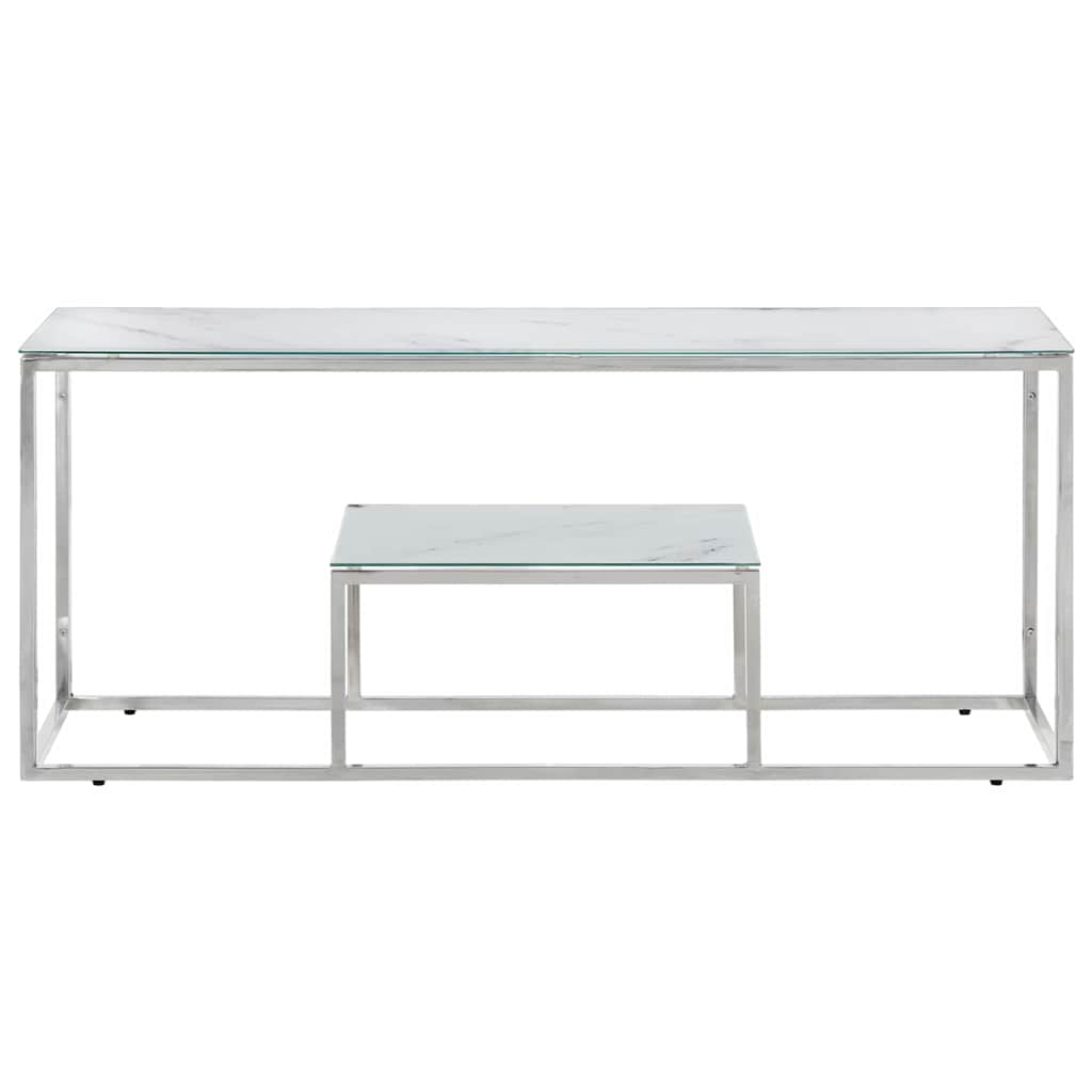 Vidaxl salontafel roestvrijstaal en gehard glas zilverkleurig